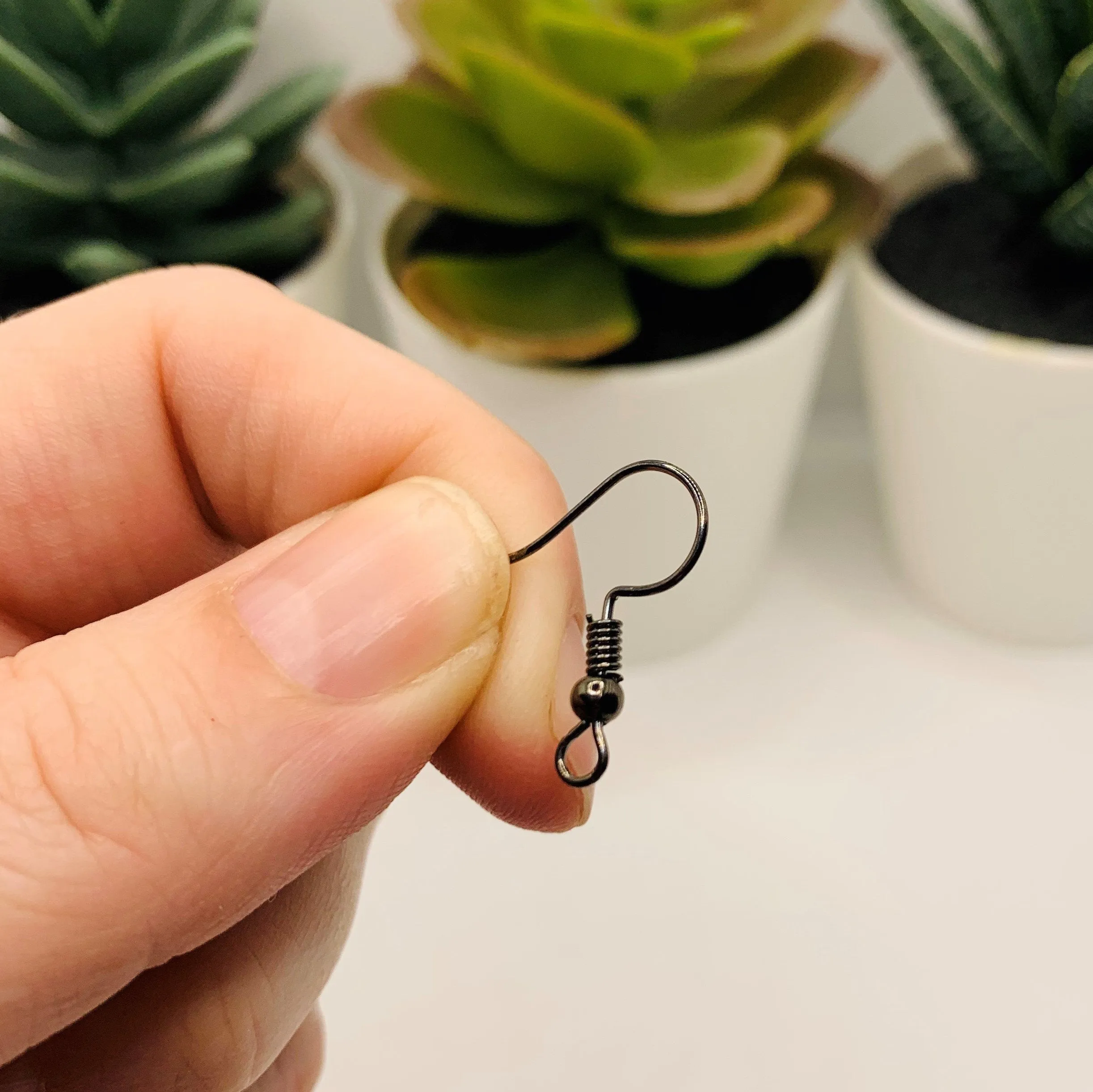 100 or 500 Pieces: Gunmetal Gray Fish Hook Earring Wires with Spring and Ball