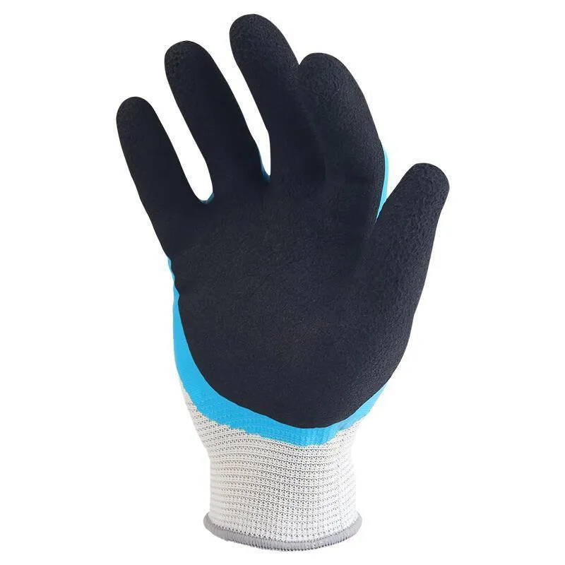 12 Pairs Of Double Layer Latex Impregnated Free Size Black Safety Gloves Foamed Frosted Gloves Construction Protective Gloves