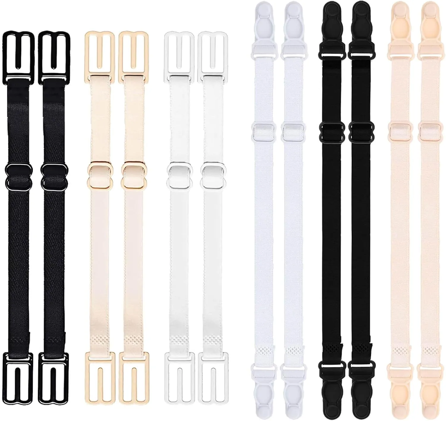 12 PCS Bra Strap Holders for Slipping Bra Strap Clips Elastic Straps Adjustable Bra Band Women's Non-slip Elastic Bra Strap Extender Keep Bra Straps In Place Extender Bra Accessories