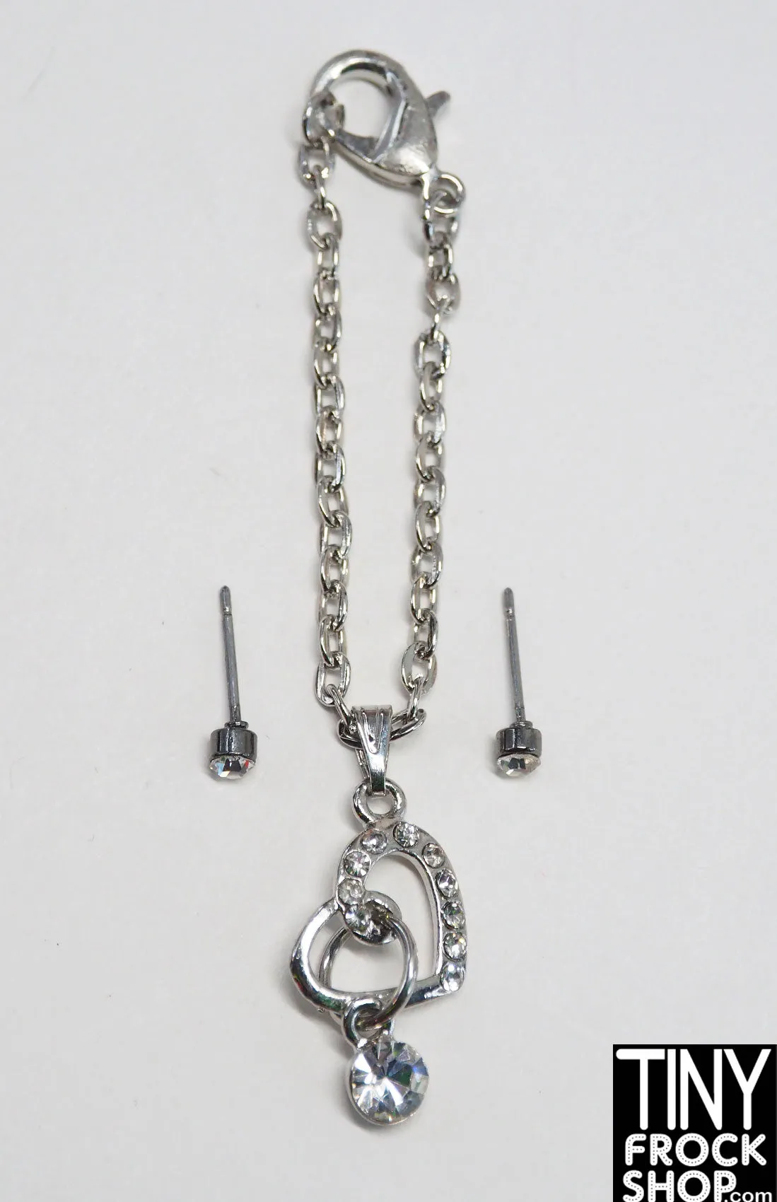 12" Fashion Doll Floating Heart with Rhinestones and Stud Earrings Set by Pam Maness