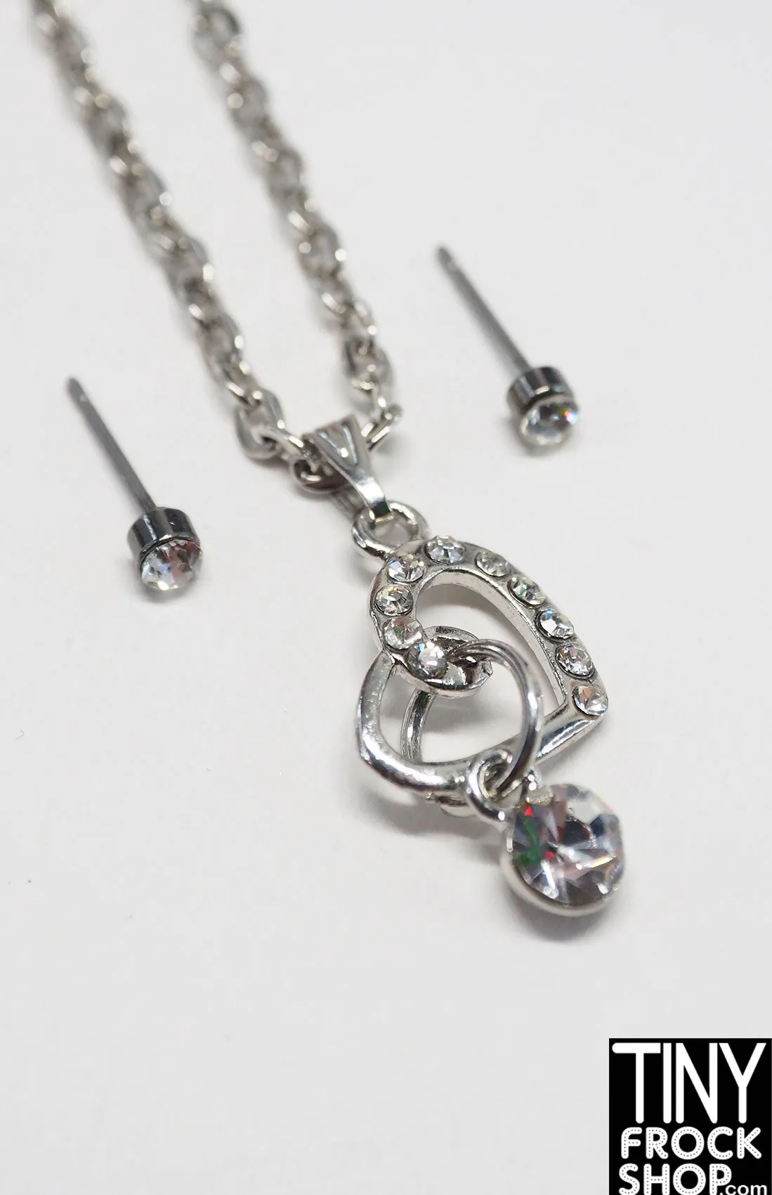 12" Fashion Doll Floating Heart with Rhinestones and Stud Earrings Set by Pam Maness