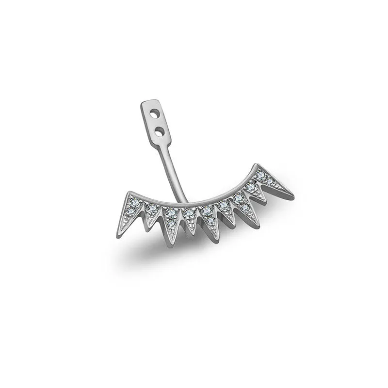 18K Gold Spike Shape Single Earring Jacket With Round Diamond (Half Pair)