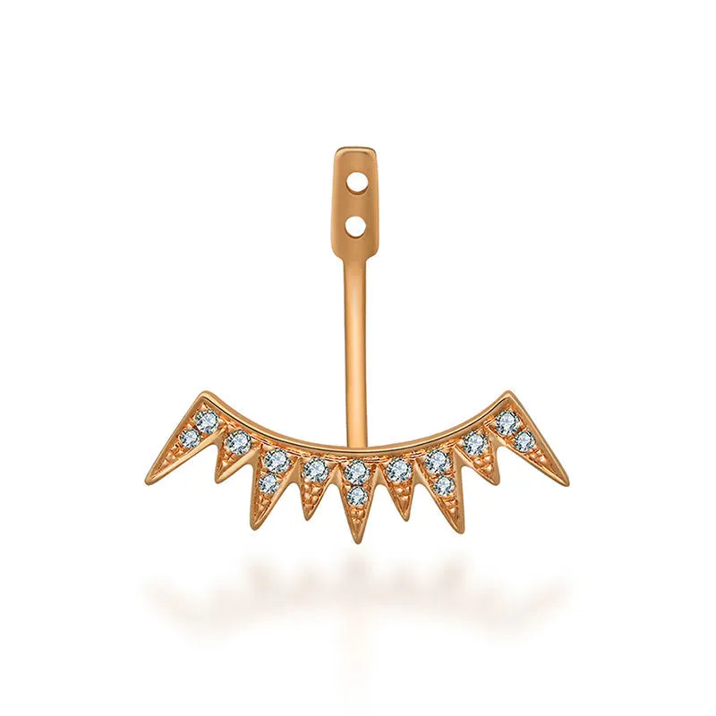 18K Gold Spike Shape Single Earring Jacket With Round Diamond (Half Pair)