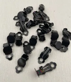 304 Stainless Steel Vacuum Plated Black Clip-On Earring 8mm Pad