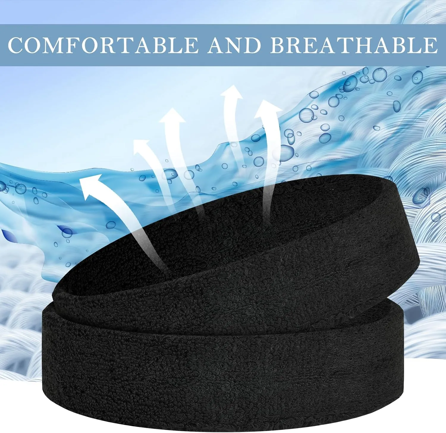 4 Pack Headbands for Men, Sweat Bands Headbands Men & Women, Cotton Terry Sweat Bands for Tennis, Basketball, Running, Gym, Working Out