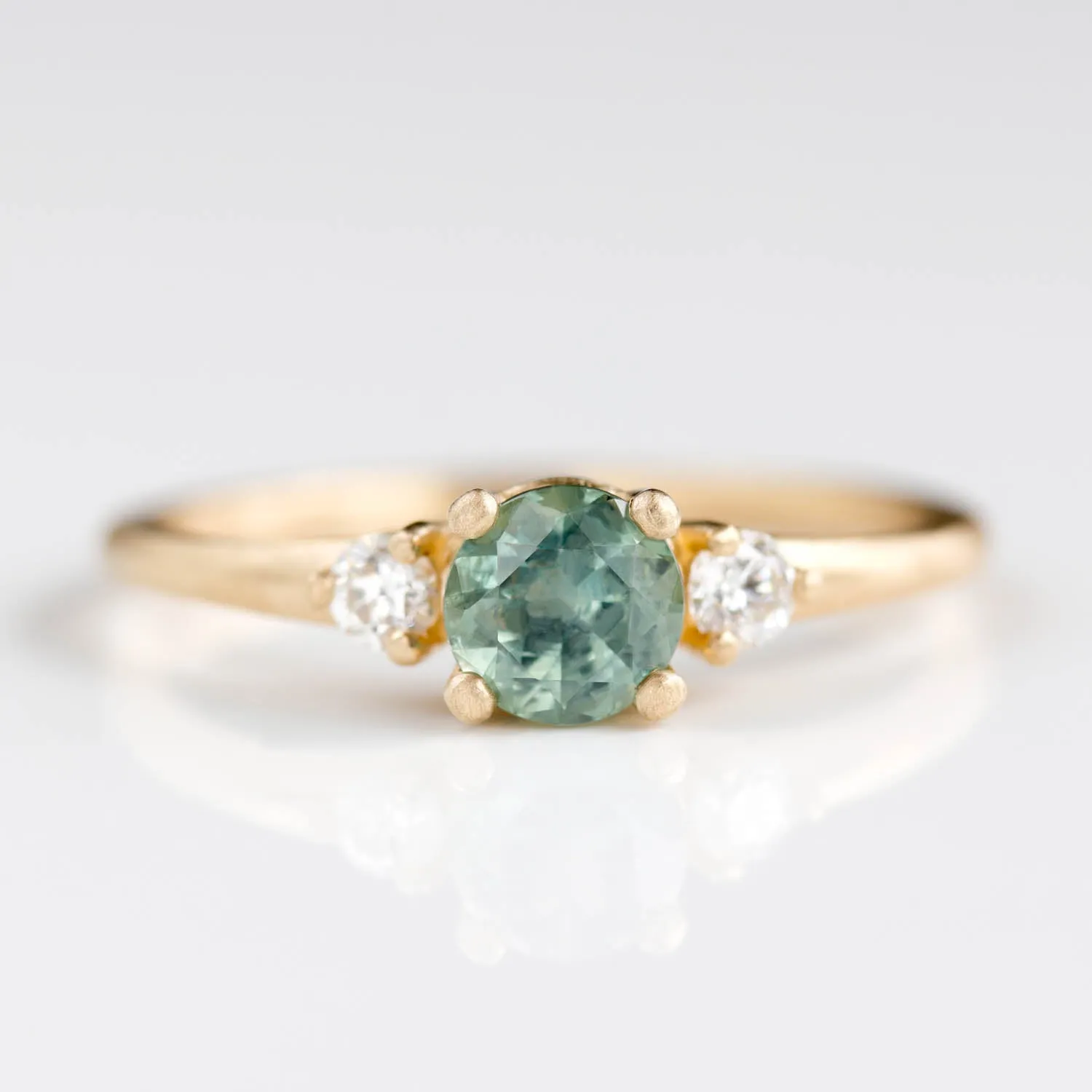 5mm Prong-set Three Stone Ring with Montana Sapphire