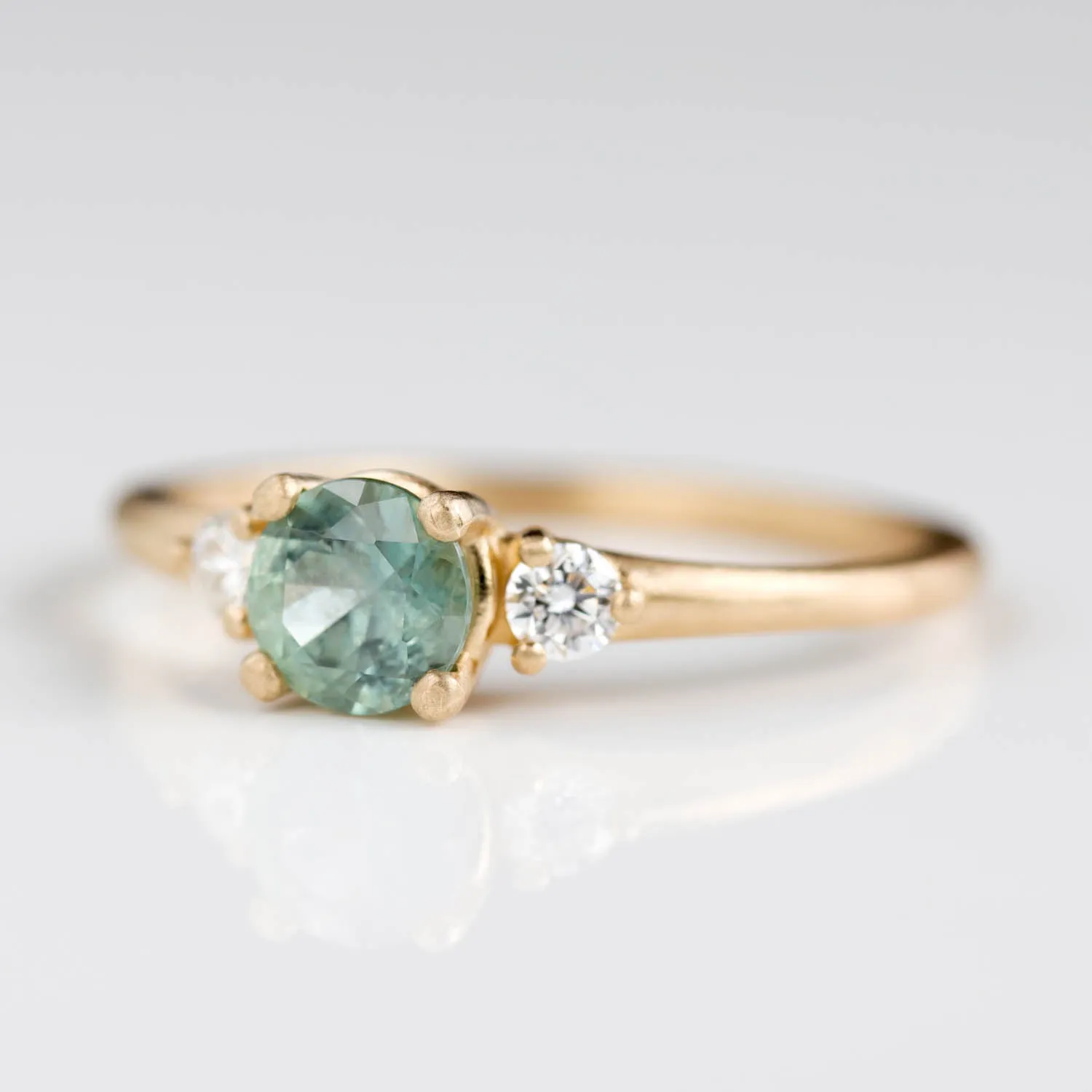 5mm Prong-set Three Stone Ring with Montana Sapphire