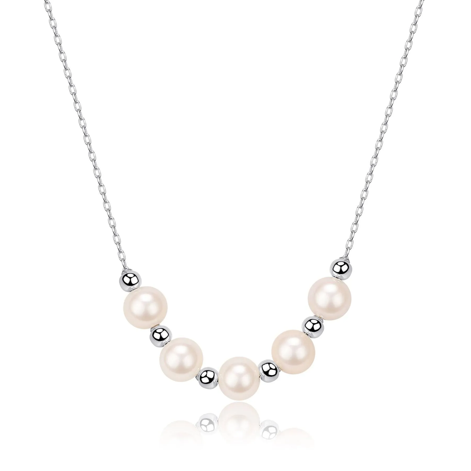6-7mm Five Drops White Freshwater Smile Pearl Necklace