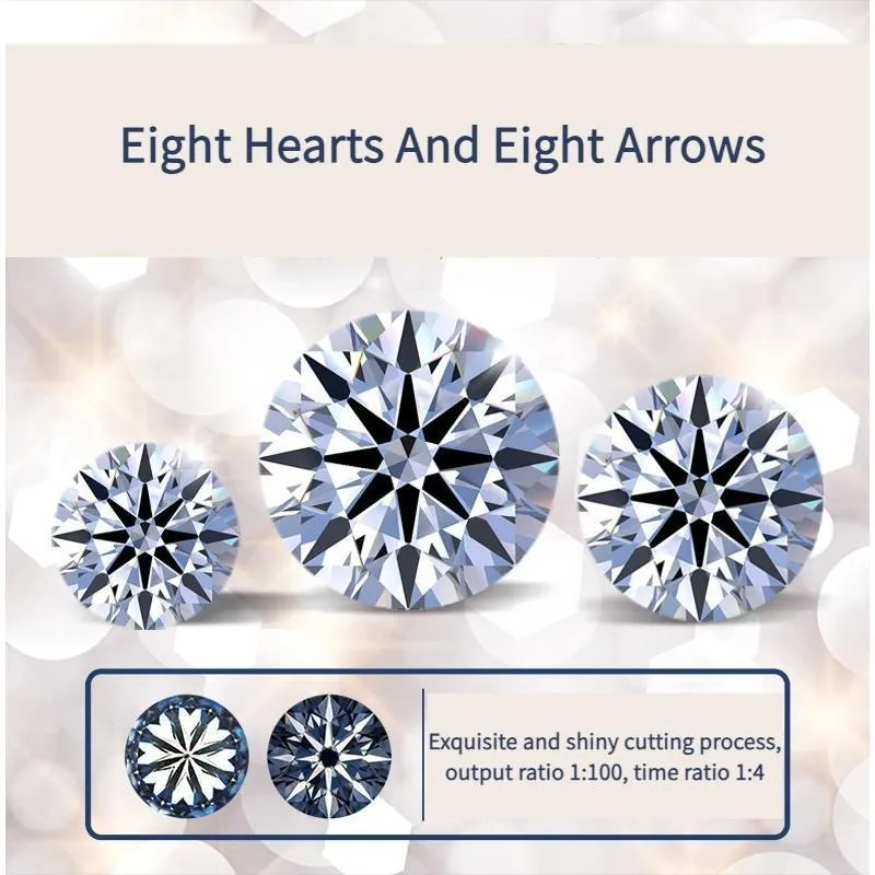 9. S925 Sterling Silver High Grade Synthetic Moissanite Stud Earrings /Round Wrap Style/ /Certified Synthetic Moissanite/High Grade Of D Color E Cut VVS1 Clarity/Superflash Synthetic Moissanite