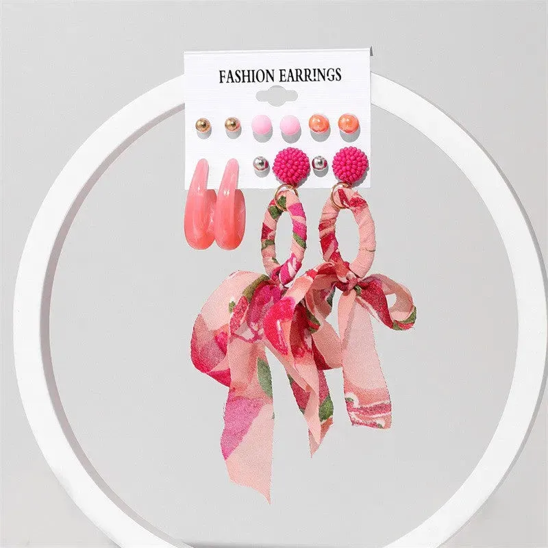 Acrylic Transparent Colourful Hoop And Tassel Earrings Set Alloy Earring Set