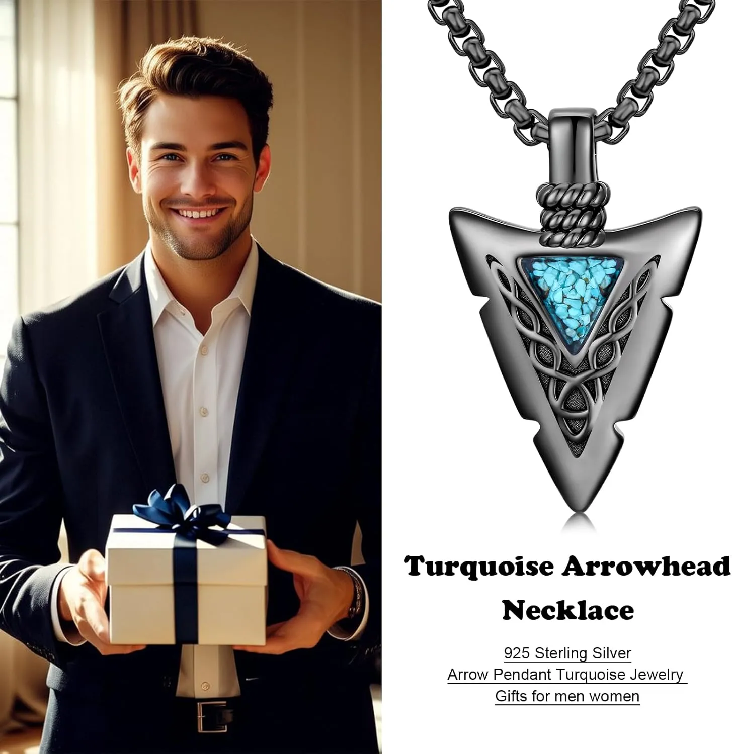 Arrowhead Necklace 925 Sterling Silver Arrow Pendant Necklace Jewelry Gifts for Men Women