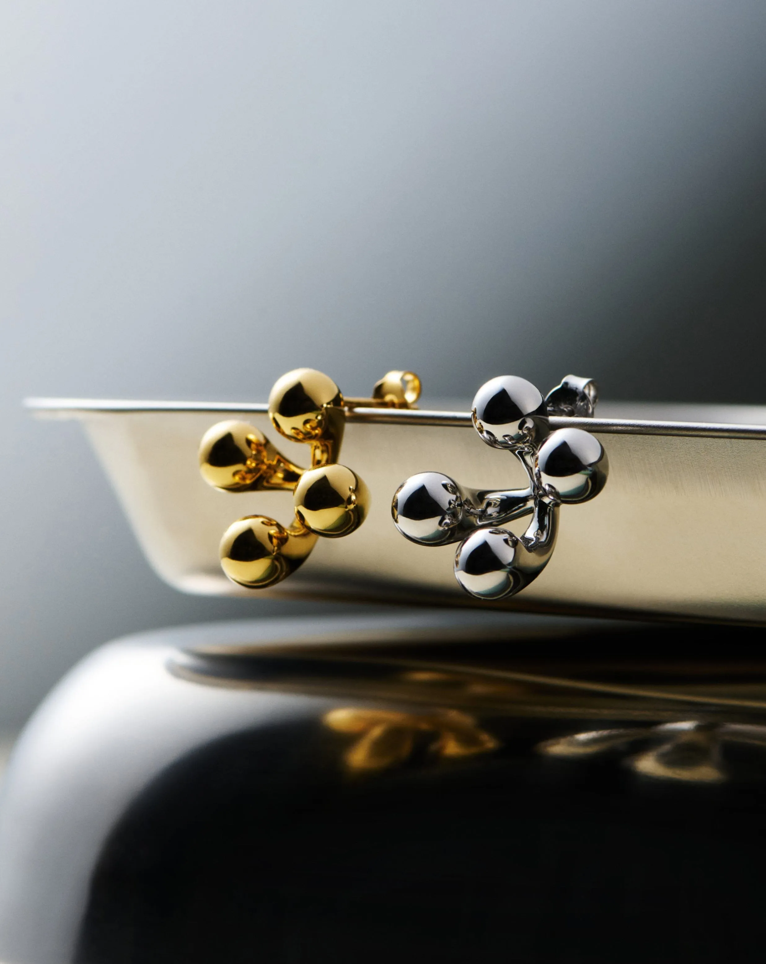 Atom Oversized Stud Earrings | Silver Plated