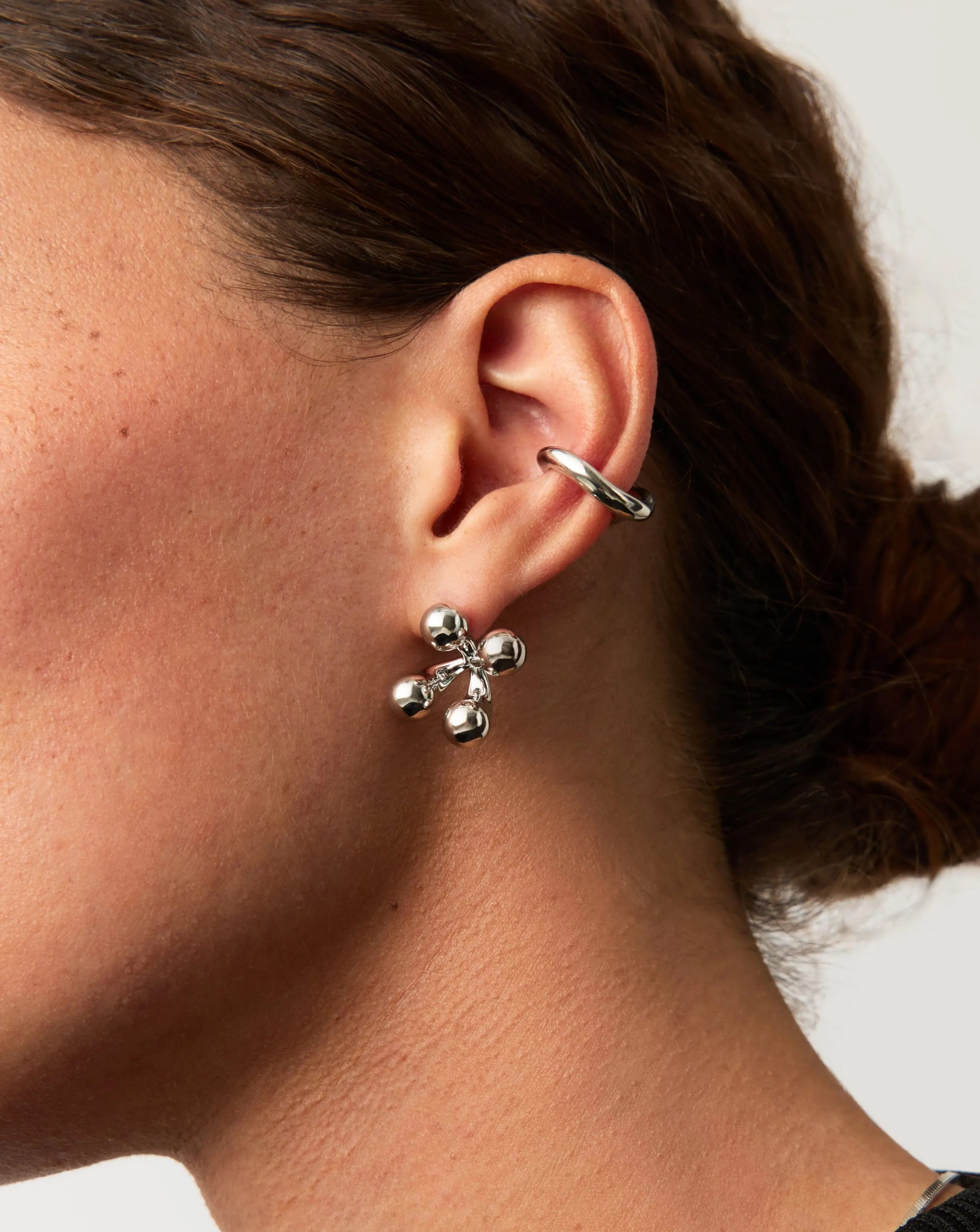 Atom Oversized Stud Earrings | Silver Plated