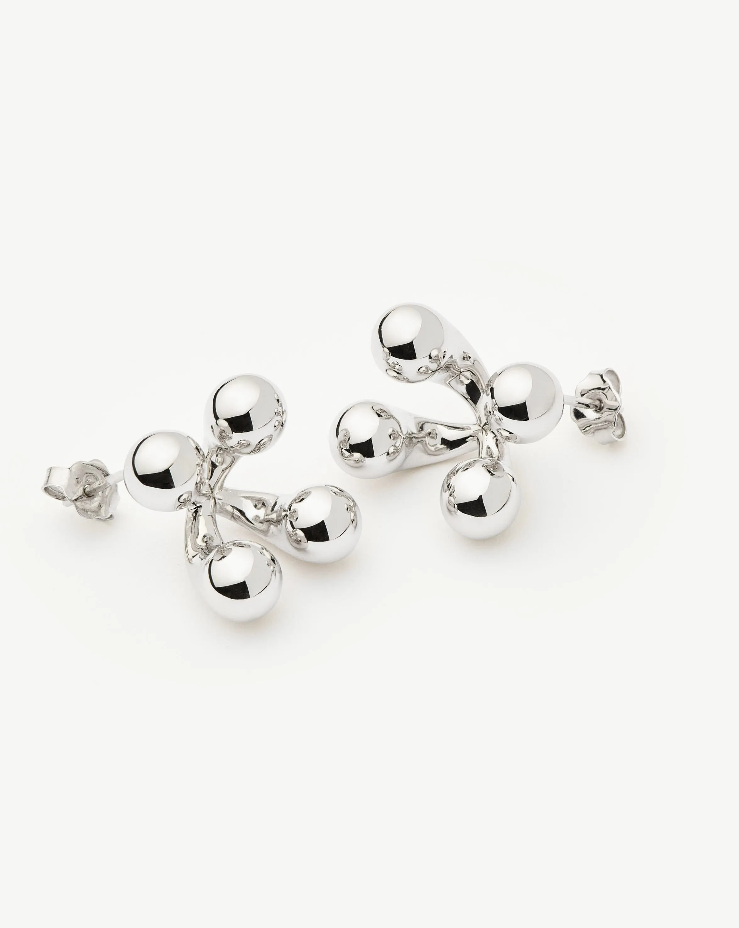 Atom Oversized Stud Earrings | Silver Plated
