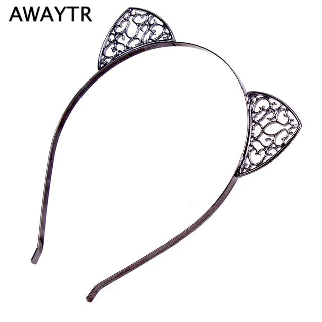 AWAYTR 2017 Halloween Hair Hoops Headband Fashion Cat Ears Hair Accessories Girls Hairband Crystal Crown Headwear Jewelry