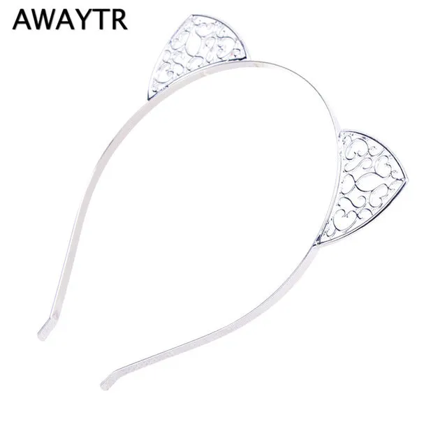 AWAYTR 2017 Halloween Hair Hoops Headband Fashion Cat Ears Hair Accessories Girls Hairband Crystal Crown Headwear Jewelry