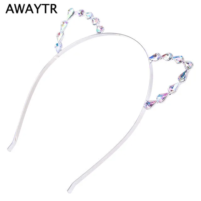 AWAYTR 2017 Halloween Hair Hoops Headband Fashion Cat Ears Hair Accessories Girls Hairband Crystal Crown Headwear Jewelry