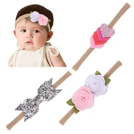 Babymoon Fusion Hairbands Headbands (Pink, White & Silver)
