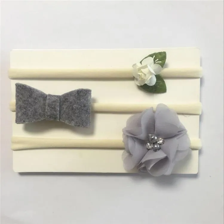 Babymoon (Set of 3) Baby Headbands Fusion, Girl's Hairbands for Newborn,Toddler and Children - Grey