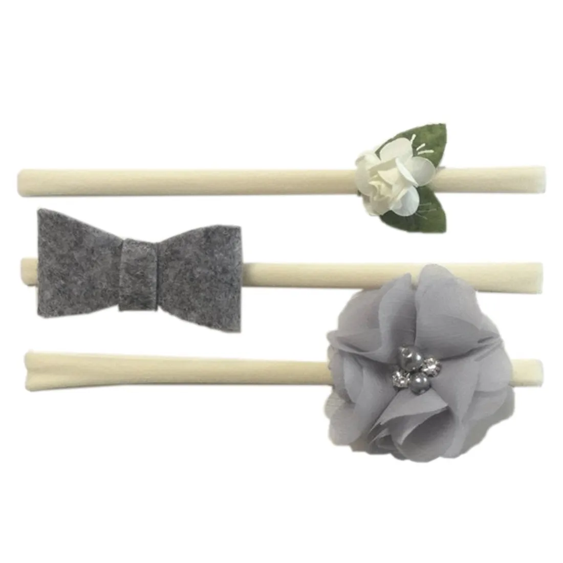 Babymoon (Set of 3) Baby Headbands Fusion, Girl's Hairbands for Newborn,Toddler and Children - Grey