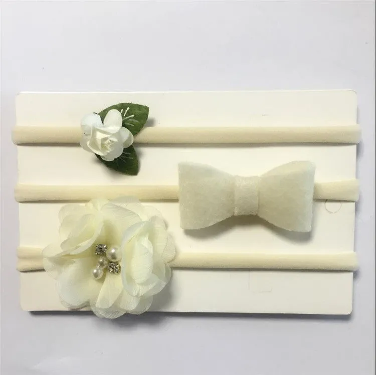 Babymoon (Set of 3) Baby Headbands Fusion, Girl's Hairbands for Newborn,Toddler and Children - White