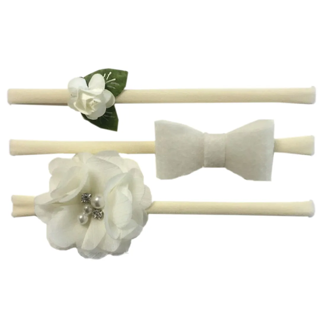 Babymoon (Set of 3) Baby Headbands Fusion, Girl's Hairbands for Newborn,Toddler and Children - White