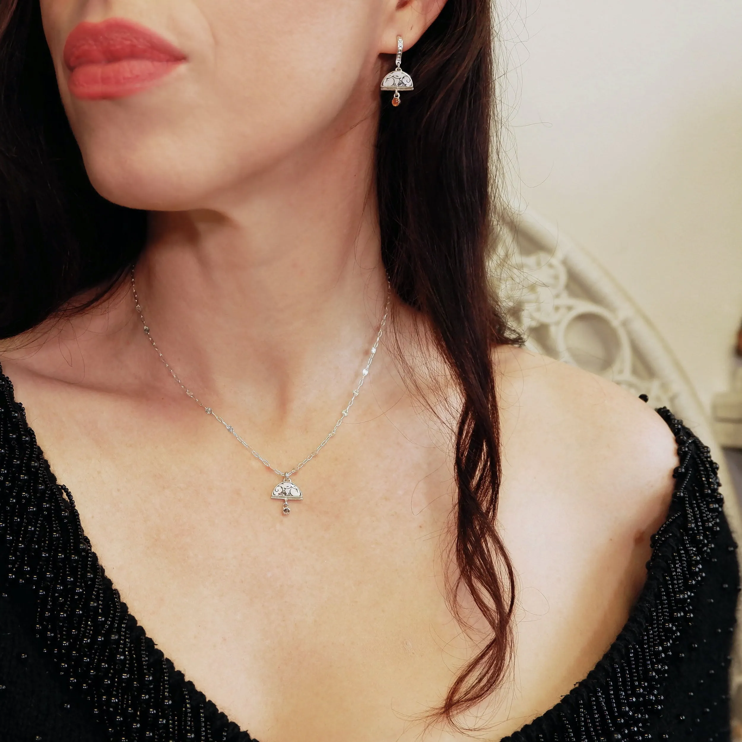 BOMBELLI . BABY . Half Moon Jewel Drop Earrings