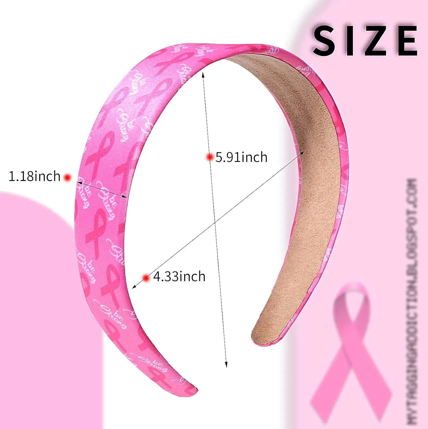 Breast Cancer Awareness Headband for Women Pink Ribbon Hairband Love Hope Awareness Hair Hoop Survivor Support Headwear Hair Accessories for Anti-Cancer Public Welfare Activities Supplies 1PCS(Pink)