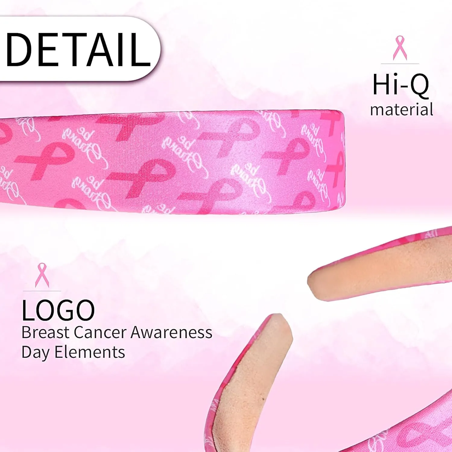 Breast Cancer Awareness Headband for Women Pink Ribbon Hairband Love Hope Awareness Hair Hoop Survivor Support Headwear Hair Accessories for Anti-Cancer Public Welfare Activities Supplies 1PCS(Pink)