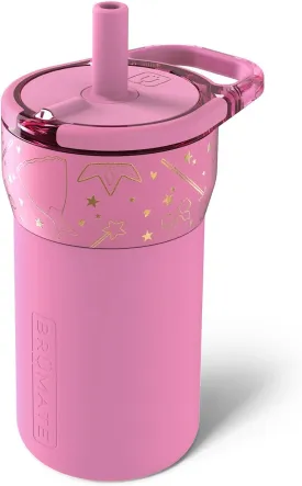 BrMate Leap 12oz 100% Leakproof Kids Tumbler with Handle and Silicone Soft Straw | Drop Resistant Silicone Sleeve | For Kids 4  | Insulated Stainless Steel | Cup Holder Friendly | 12oz (Princess)