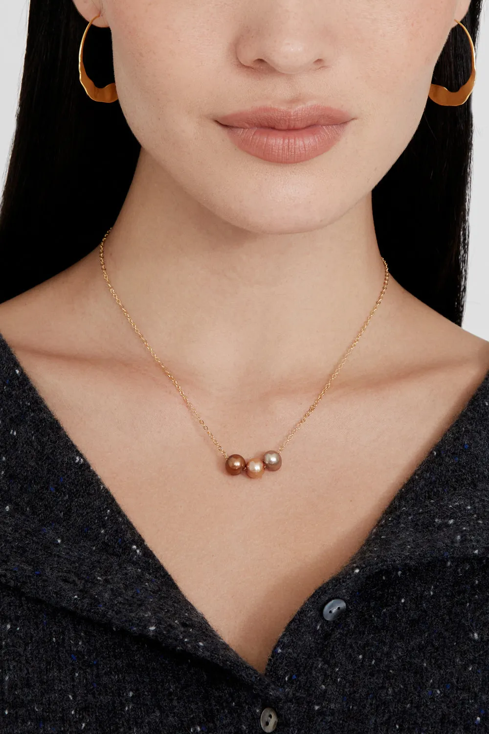 Champagne Mix Pearl Trinity Necklace