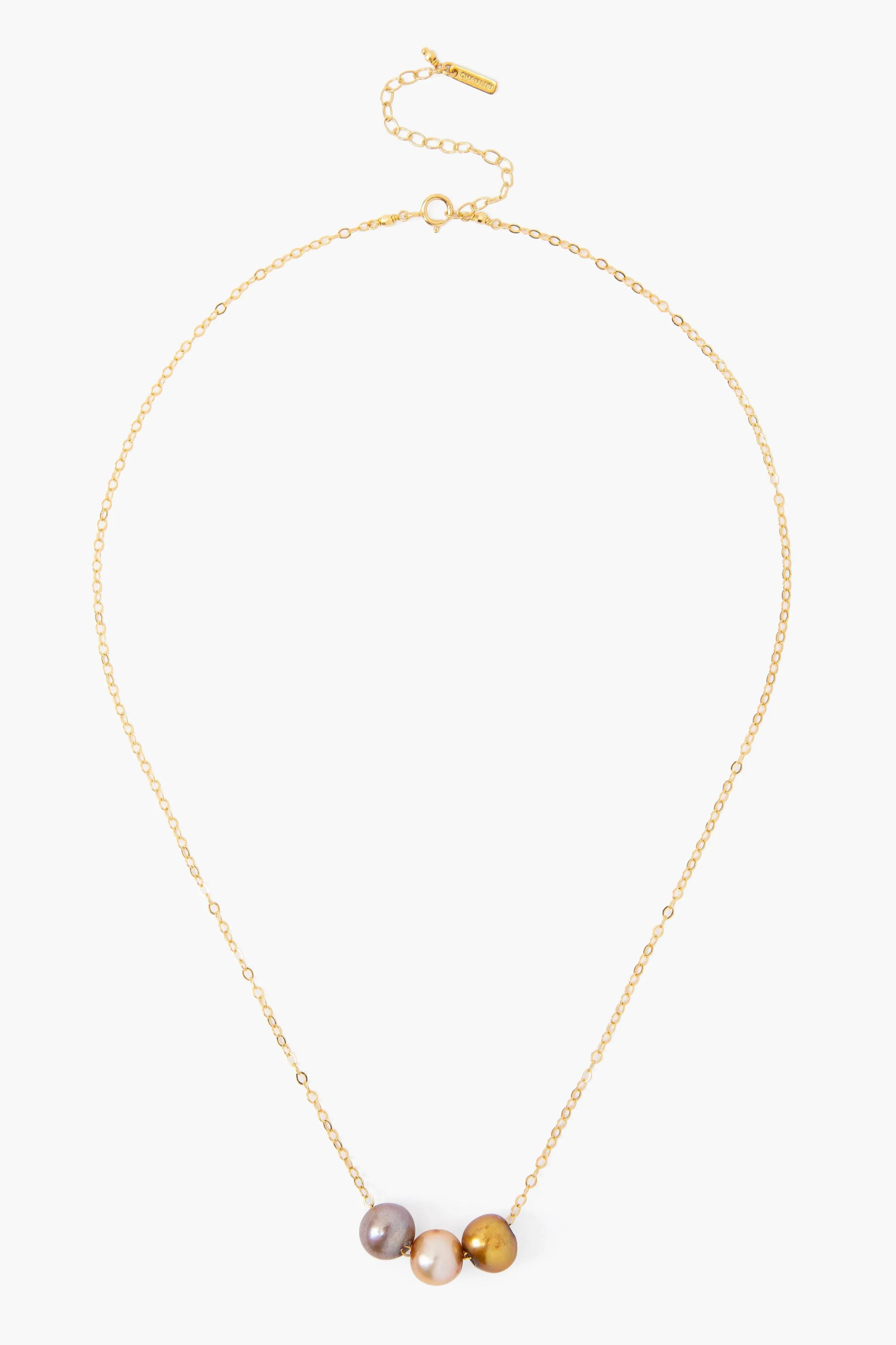 Champagne Mix Pearl Trinity Necklace