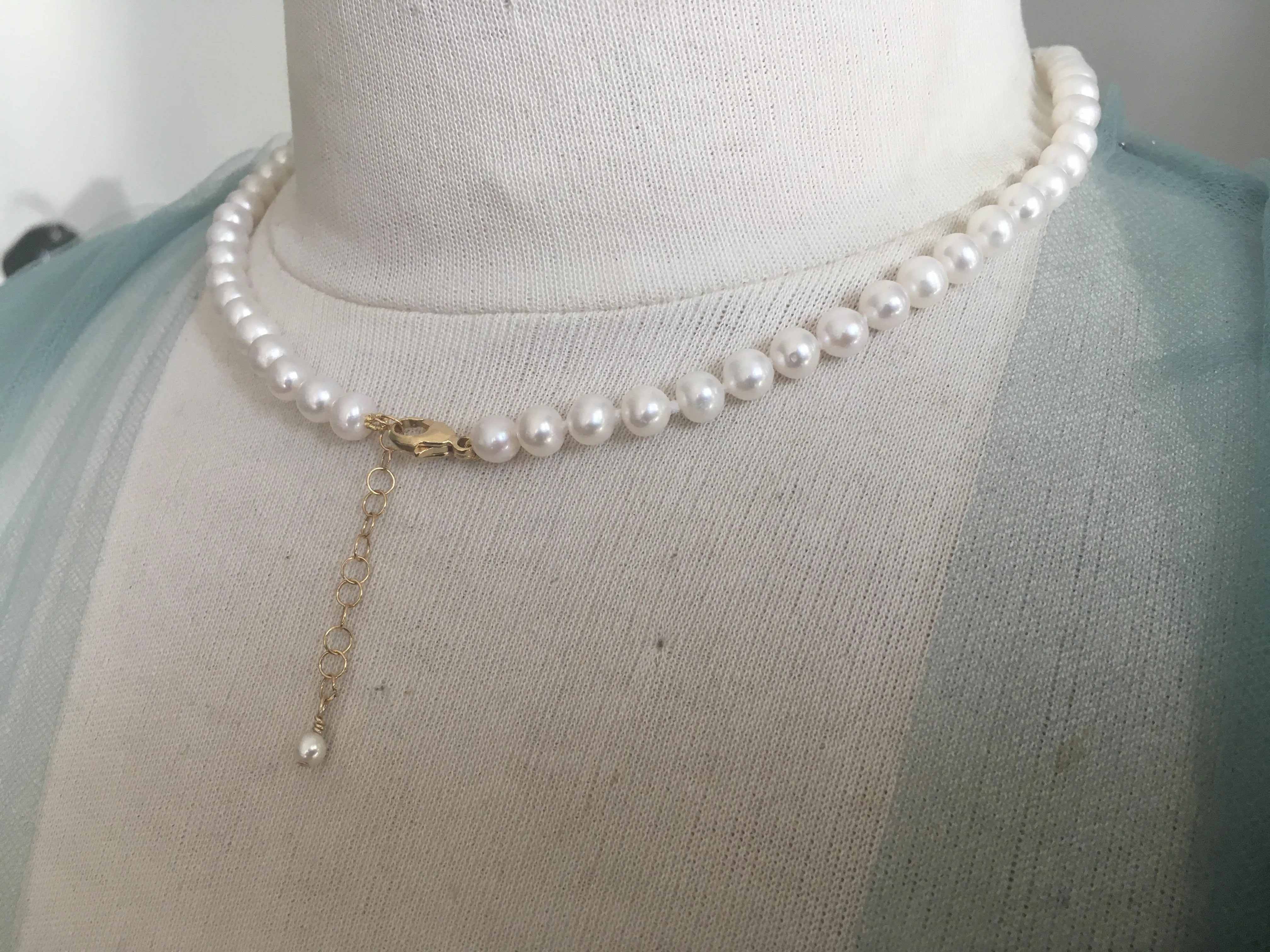 Classic Pearl Choker Strand Cultured Freshwater Pearls 6-6.5mm | Adjustable Clasp