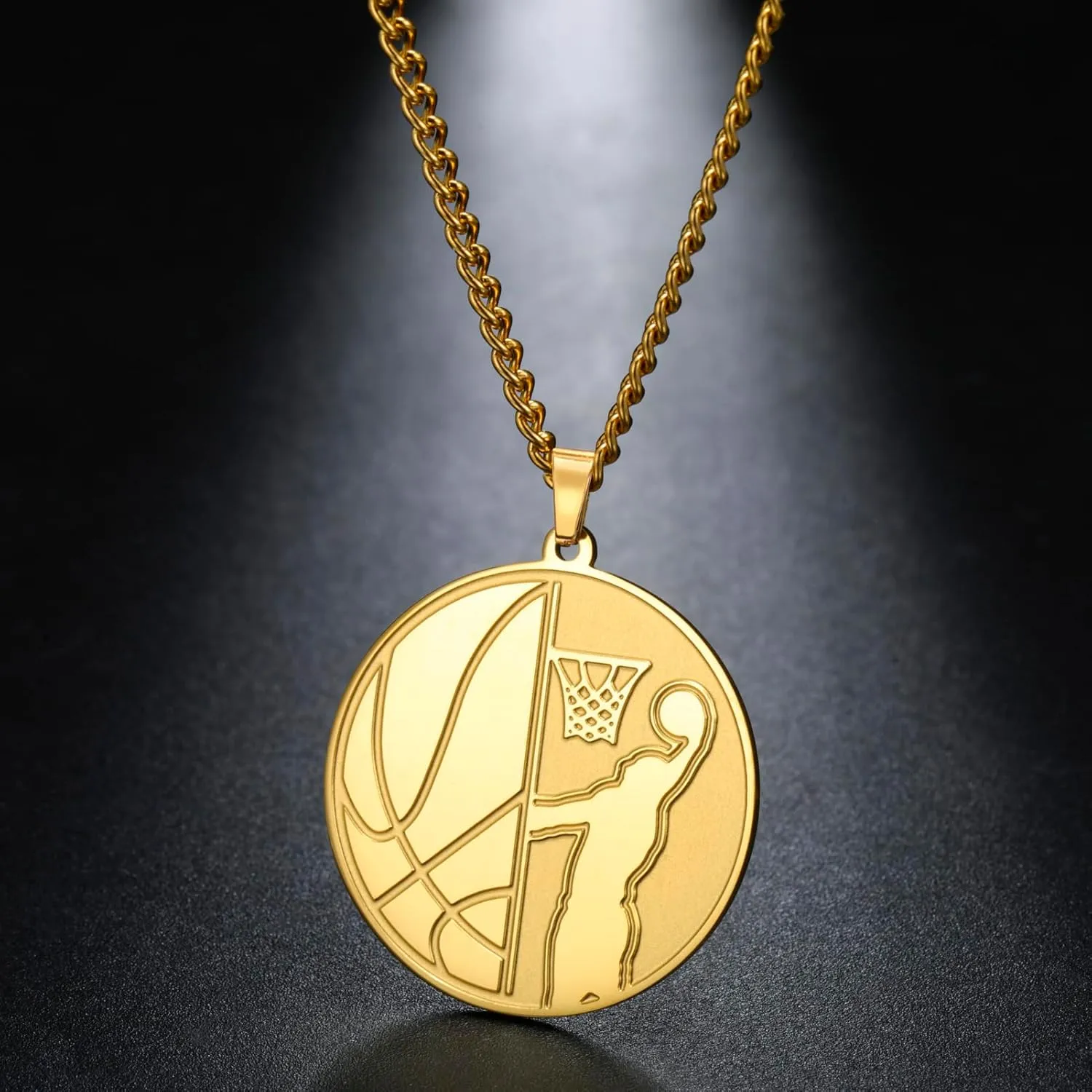 Classic Punk Basketball Necklace for Men Inspirational Athlete Pendant Ball Sports Champion Accessories Men's Jewelry