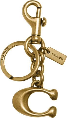 Coach Women's Signature Bag Charm Key Chain, Brass, Small