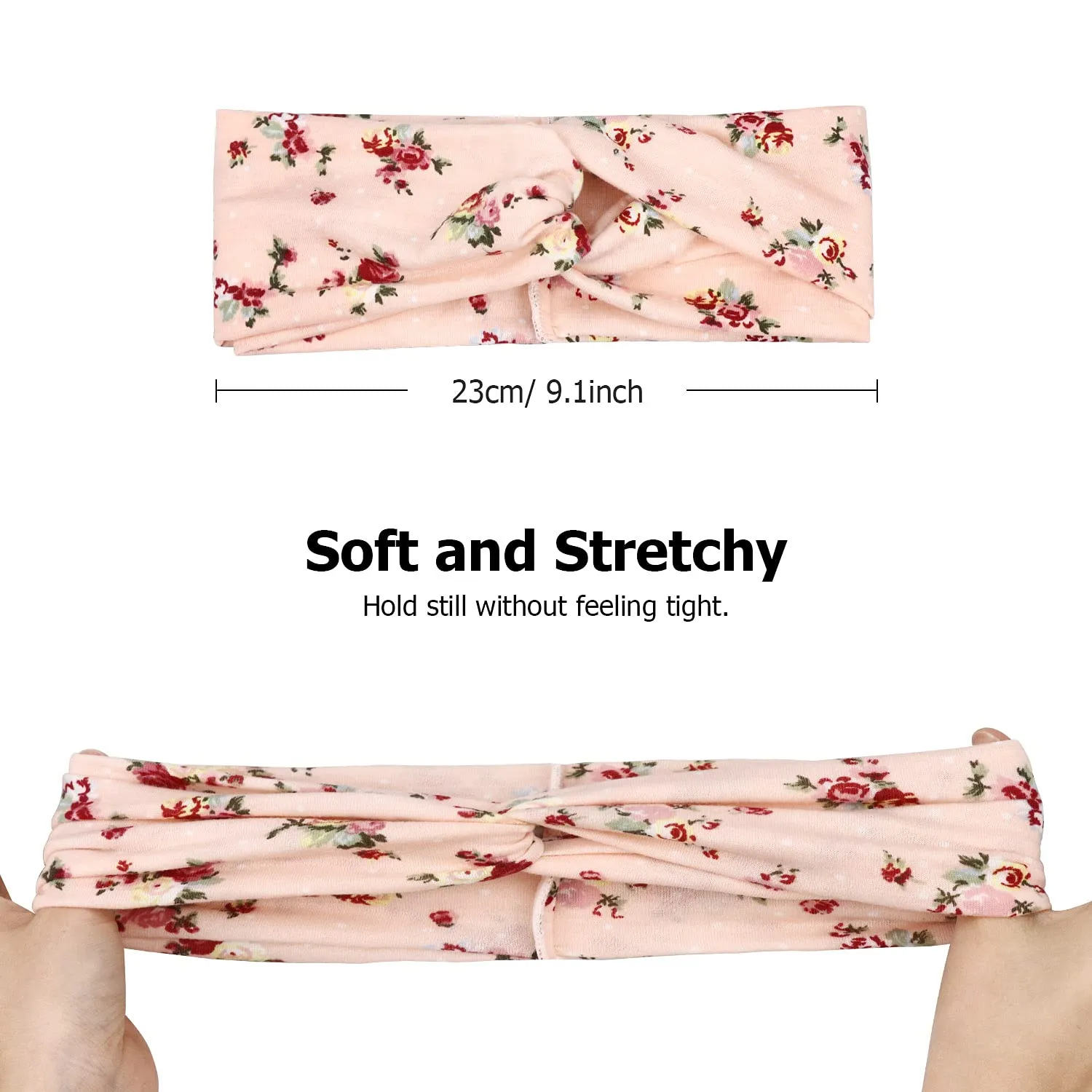 DRESHOW 4 Pack Boho Headbands for Women Girls Yoga Criss Cross Knot Hairbands Vintage Flower Headwraps