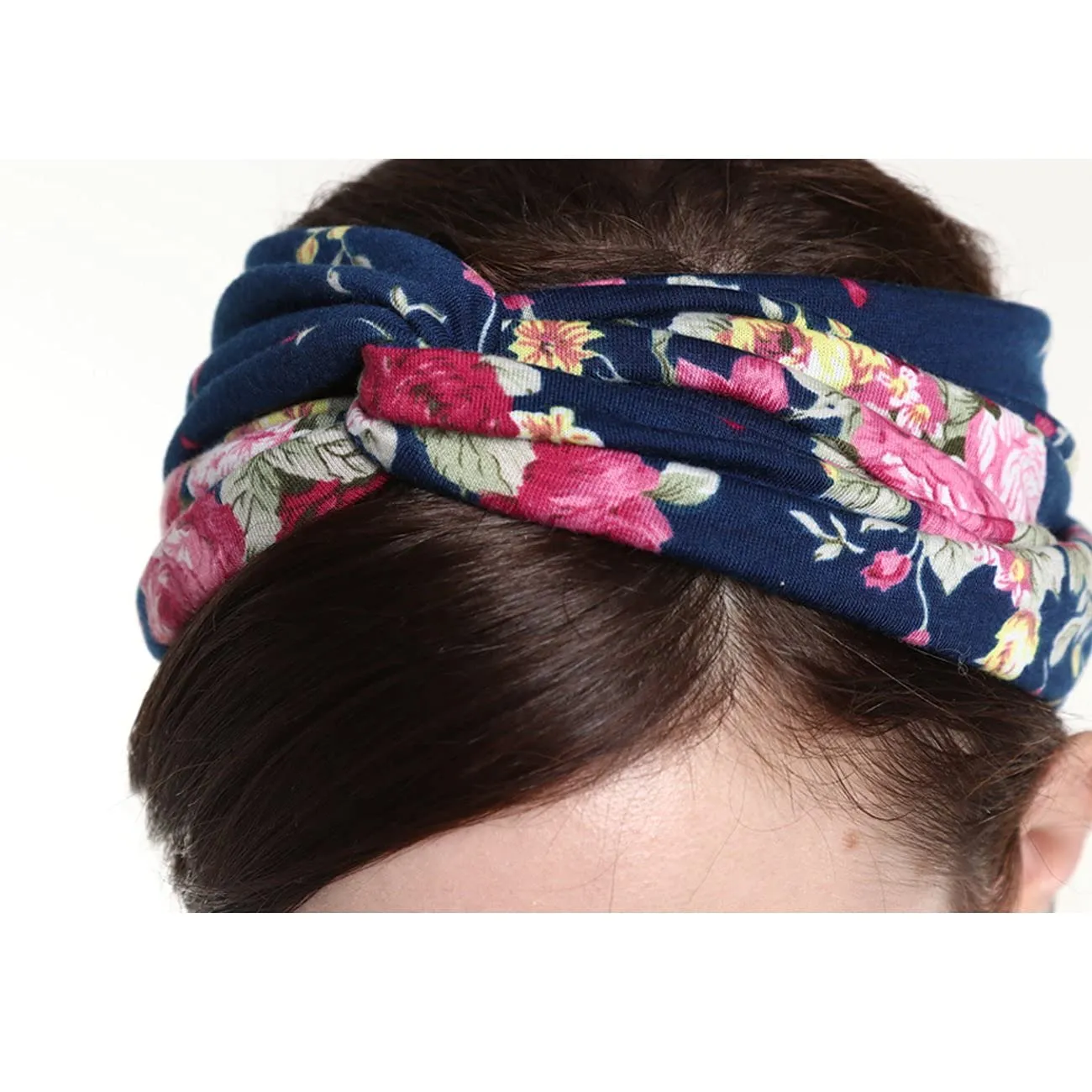 DRESHOW 4 Pack Boho Headbands for Women Girls Yoga Criss Cross Knot Hairbands Vintage Flower Headwraps