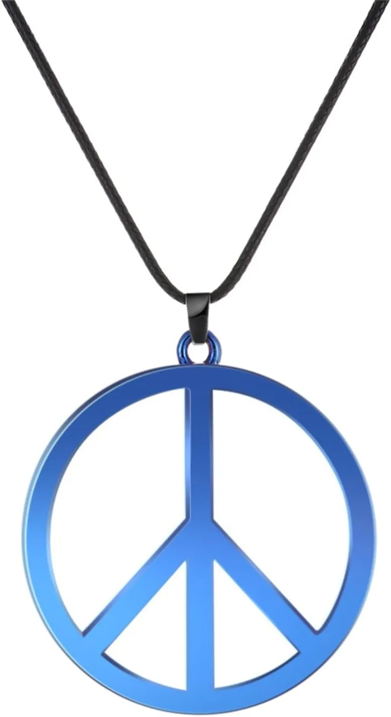 Dreuyet Peace Sign Pendant Necklace for Men Women Personalized Stainless Steel Punk Hippie 60s 70s Anti-war Pendant Necklace Halloween Party 1960s 1970s Hipster Accessories