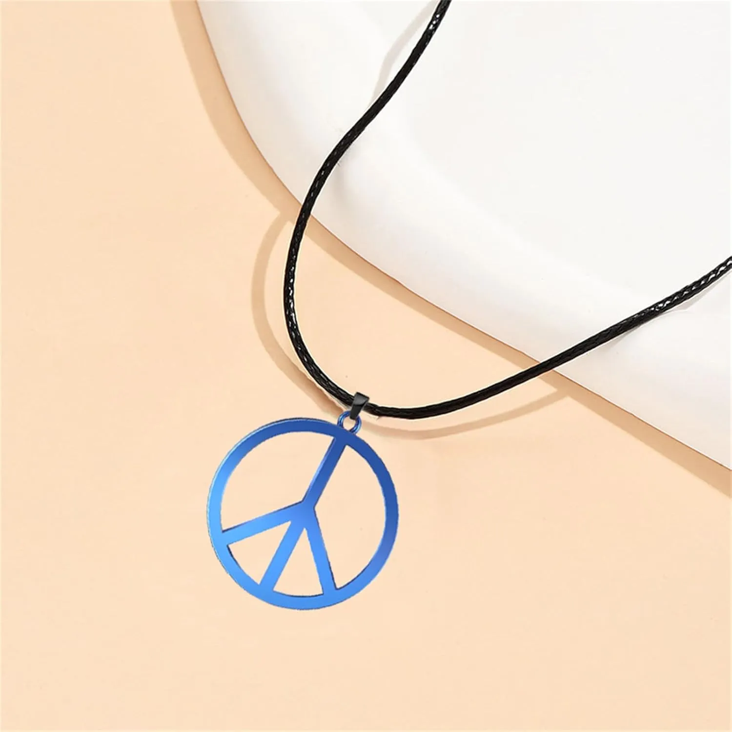 Dreuyet Peace Sign Pendant Necklace for Men Women Personalized Stainless Steel Punk Hippie 60s 70s Anti-war Pendant Necklace Halloween Party 1960s 1970s Hipster Accessories