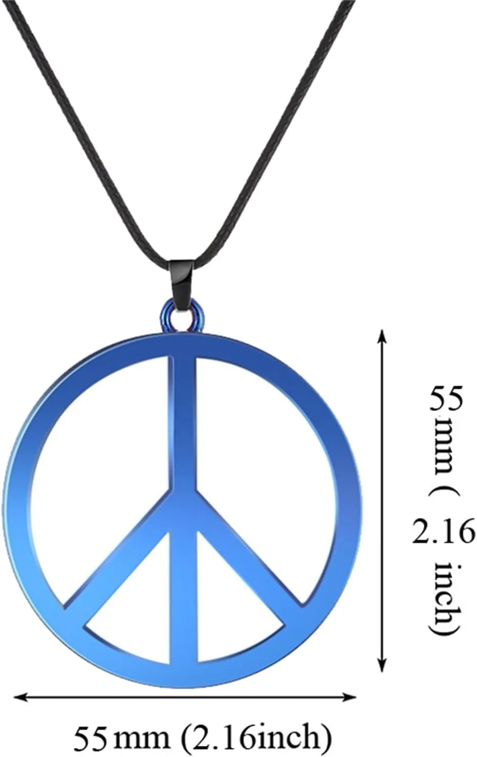 Dreuyet Peace Sign Pendant Necklace for Men Women Personalized Stainless Steel Punk Hippie 60s 70s Anti-war Pendant Necklace Halloween Party 1960s 1970s Hipster Accessories