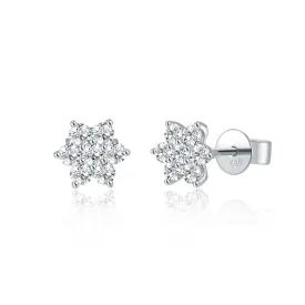FANCIME Moissanite Flower Stud 14K White Gold Earrings