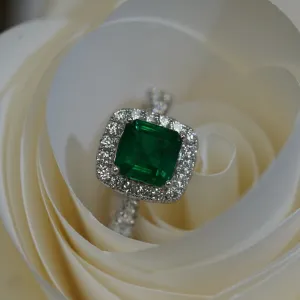 FINITE - 18K White Gold Emerald and Diamond Ring