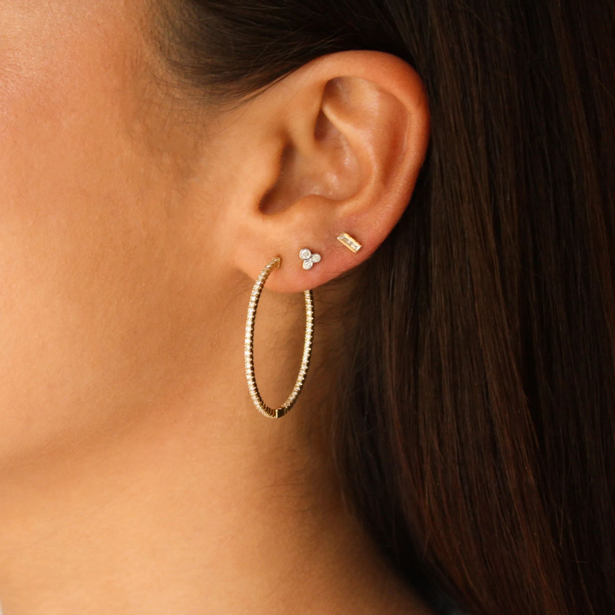 FLEUR DIAMOND TRIO STUDS