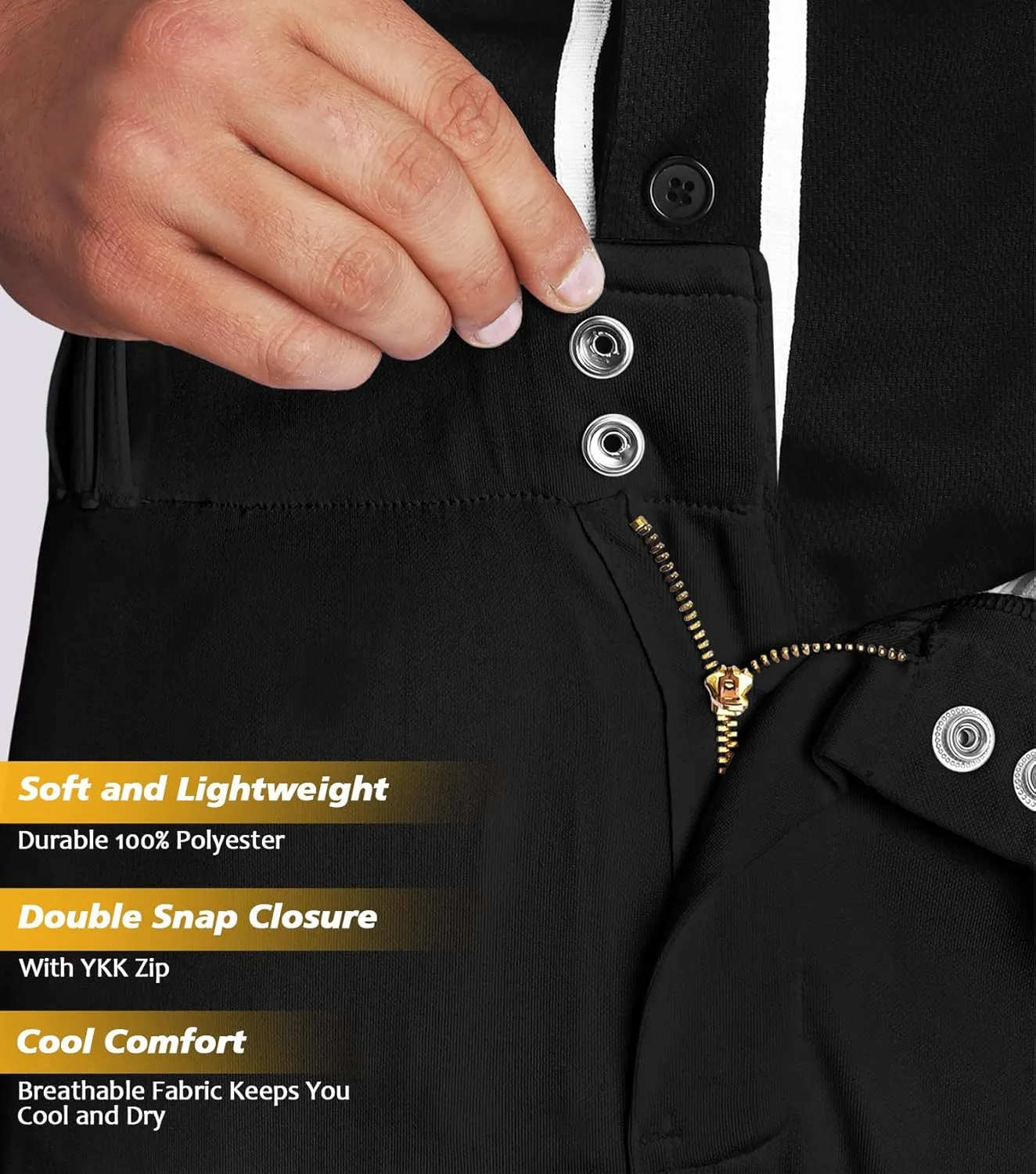 Full Length Men's Baseball Pants, Open Bottom, Loose Fit Adult Baseball Pants with Adjustable Length