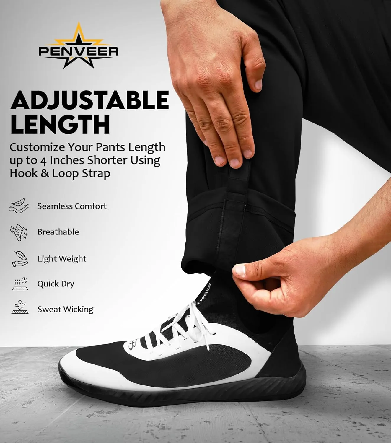 Full Length Men's Baseball Pants, Open Bottom, Loose Fit Adult Baseball Pants with Adjustable Length
