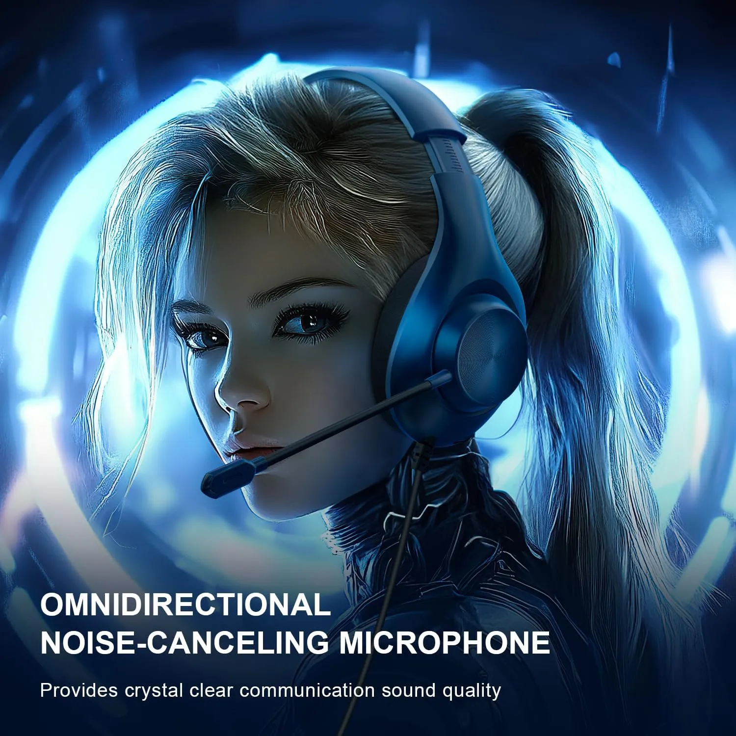 Gaming Headset for PS5 PS4 PC, Wired Headsets with 7.1 Surround Sound, H-7 Gaming Over Ear Headphones with Noise Cancelling Flexible Mic Memory Earmuffs, for PC/PS5/PS4/XboxSeries X/S/SwitchBlue