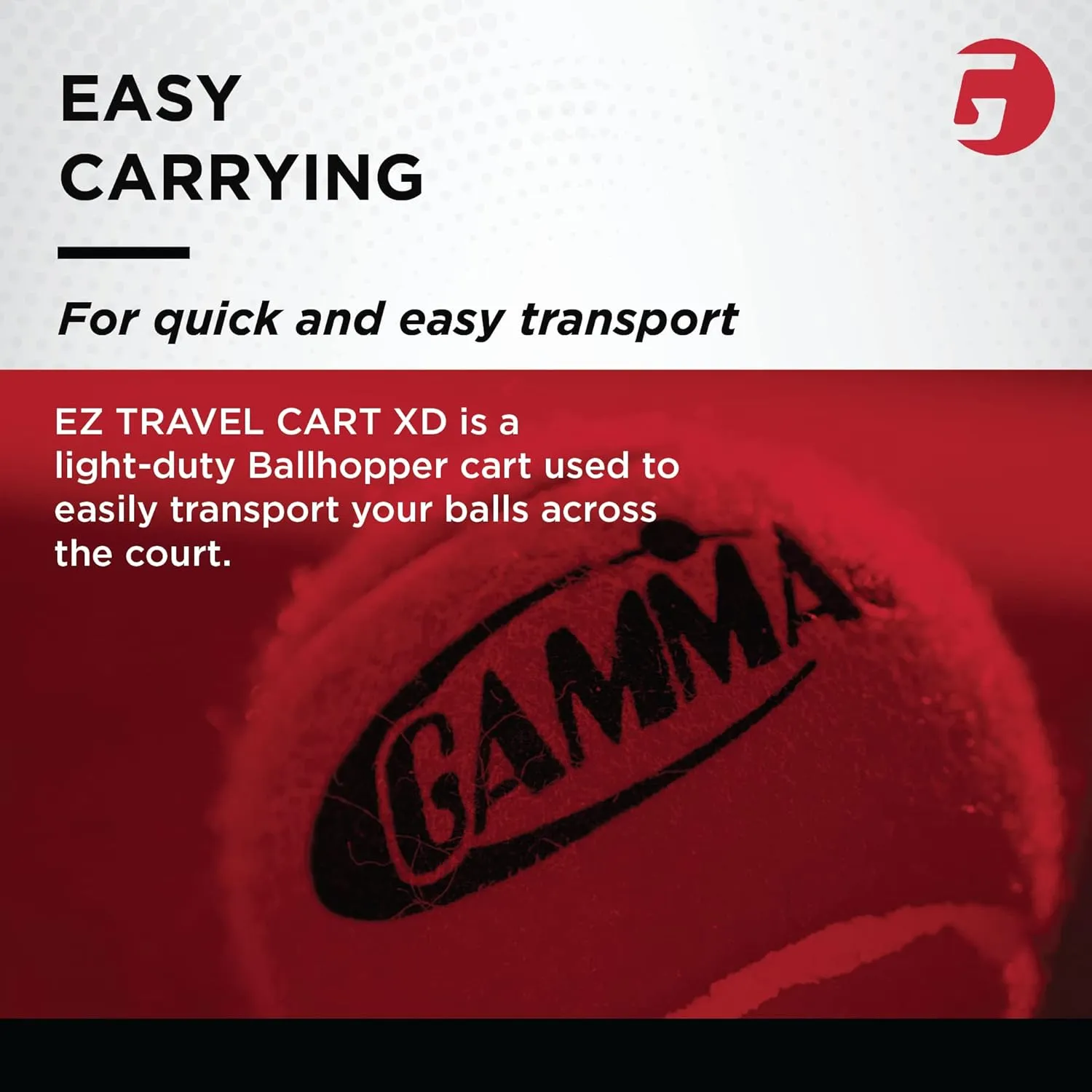 GAMMA Sports EZ Travel Cart, Tennis & Pickleball Hopper, Padel, Portable Compact Design, Sturdy Lightweight Construction, EZ Bags, 150 or 250 Capacity, Premium Carrying Case Included