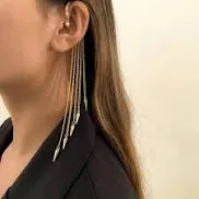 Gold Multi Color Beads Chain Ear Cuffs (EC135)