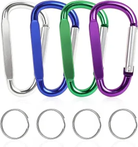 Heavy Duty Carabiner Clips, 3" Aluminum D Ring Shape Carabeaner Key Clip with Key Ring Keychain Spring Snap Hook Buckle