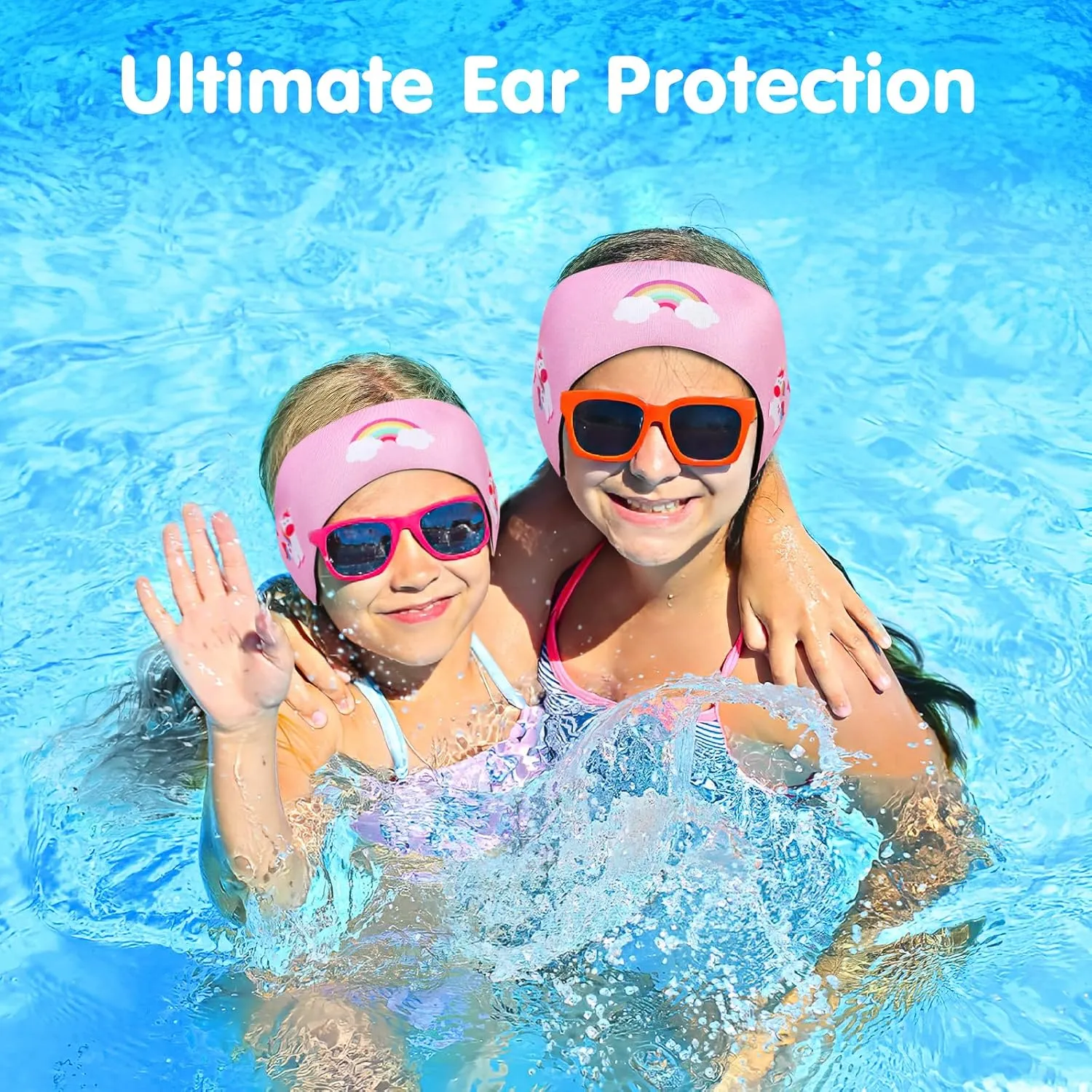 HeySplash Swimming Headband, Swimming Earplugs Ear Band Swimmer Ear Protection Kids Ear Plugs, Elastic Neoprene Ear Guard and Hair Guard for Kids & Toddlers, Keep Water Out and Hold Earplugs in
